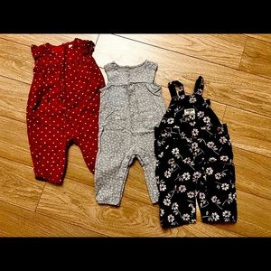 Trio of adorable rompers from BABY GAP, CARTER’S & OSH KOSH (overalls).